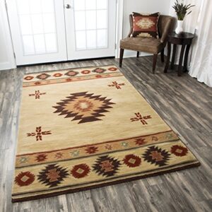 rizzy home collection wool area rug, 3' x 5', khaki/brown/burgundy/sage southwest/tribal