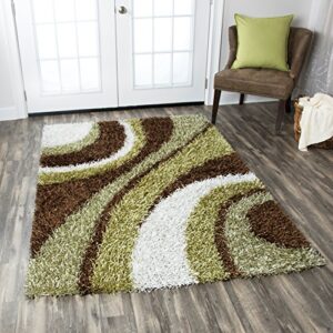 rizzy home kempton collection polyester area rug, 5' x 7', multi/sage/brown/white stripe