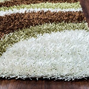 Rizzy Home Kempton Collection Polyester Area Rug, 5' x 7', Multi/Sage/Brown/White Stripe