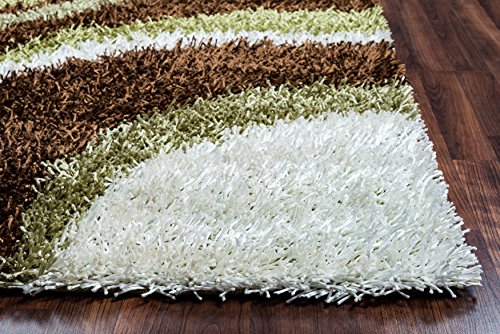 Rizzy Home Kempton Collection Polyester Area Rug, 5' x 7', Multi/Sage/Brown/White Stripe