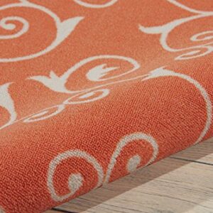 Nourison Home & Garden Indoor/Outdoor Orange 10' x 13' Area -Rug, Easy -Cleaning, Non Shedding, Bed Room, Living Room, Dining Room, Kitchen (10x13)