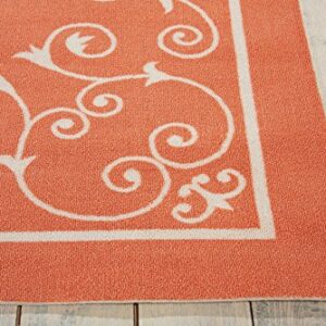 Nourison Home & Garden Indoor/Outdoor Orange 10' x 13' Area -Rug, Easy -Cleaning, Non Shedding, Bed Room, Living Room, Dining Room, Kitchen (10x13)