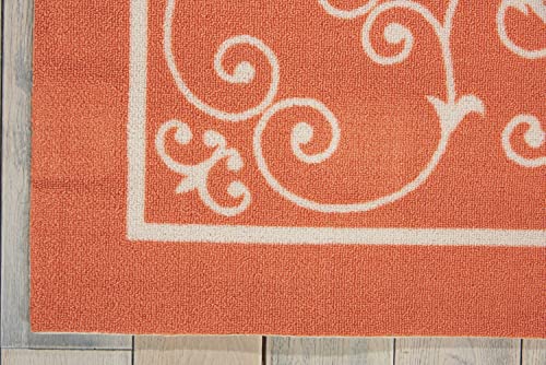 Nourison Home & Garden Indoor/Outdoor Orange 10' x 13' Area -Rug, Easy -Cleaning, Non Shedding, Bed Room, Living Room, Dining Room, Kitchen (10x13)