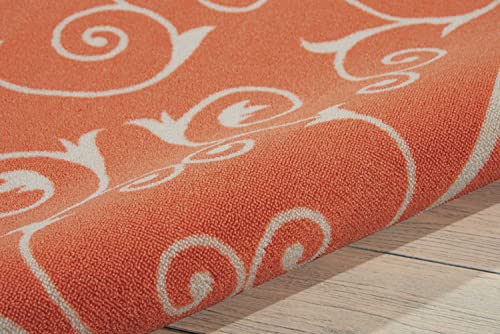 Nourison Home & Garden Indoor/Outdoor Orange 10' x 13' Area -Rug, Easy -Cleaning, Non Shedding, Bed Room, Living Room, Dining Room, Kitchen (10x13)