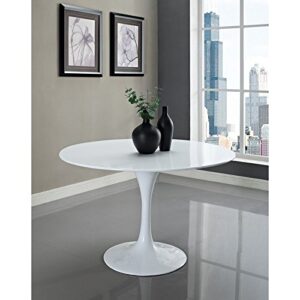 modway lippa 48 inch round fiberglass dining table in white