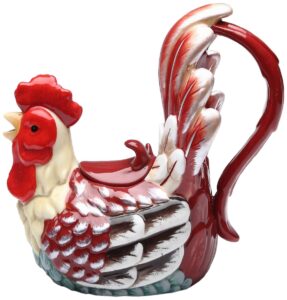 appletree design a day in the country rooster teapot, 7-1/2-inch