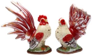 appletree design 31968 a day in the country rooster salt and pepper set, 4-3/8-inch