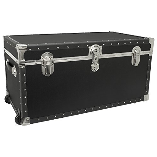 Seward Trunk Trailblazer Oversized Footlocker Trunk with Wheels, Black, 31-inch (SWD5231-11)