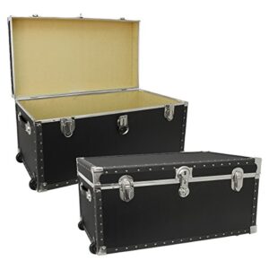 Seward Trunk Trailblazer Oversized Footlocker Trunk with Wheels, Black, 31-inch (SWD5231-11)