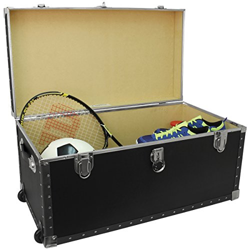 Seward Trunk Trailblazer Oversized Footlocker Trunk with Wheels, Black, 31-inch (SWD5231-11)