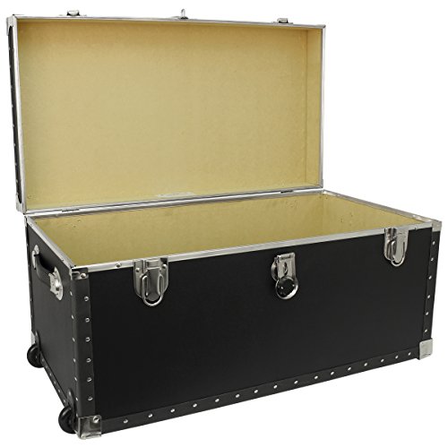 Seward Trunk Trailblazer Oversized Footlocker Trunk with Wheels, Black, 31-inch (SWD5231-11)