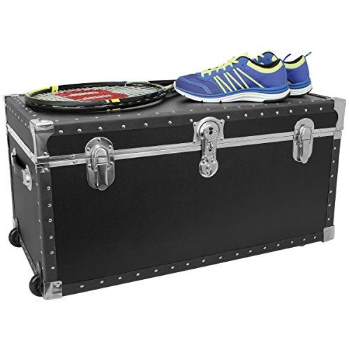 Seward Trunk Trailblazer Oversized Footlocker Trunk with Wheels, Black, 31-inch (SWD5231-11)