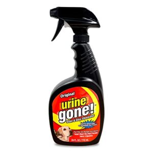 urine gone stain & odor eliminator: professional strength fast-acting enzyme-based solution, instantly penetrates and neutralizes into the fibers of a carpet, stops pets from remarking