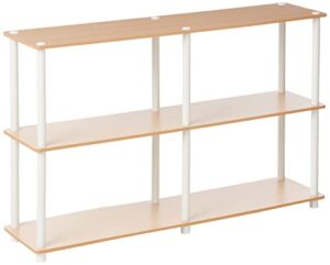 furinno 99130be/wh 3-tier double size storage display rack, beech/white