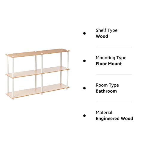 Furinno 99130BE/WH 3-Tier Double Size Storage Display Rack, Beech/White