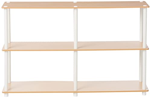 Furinno 99130BE/WH 3-Tier Double Size Storage Display Rack, Beech/White