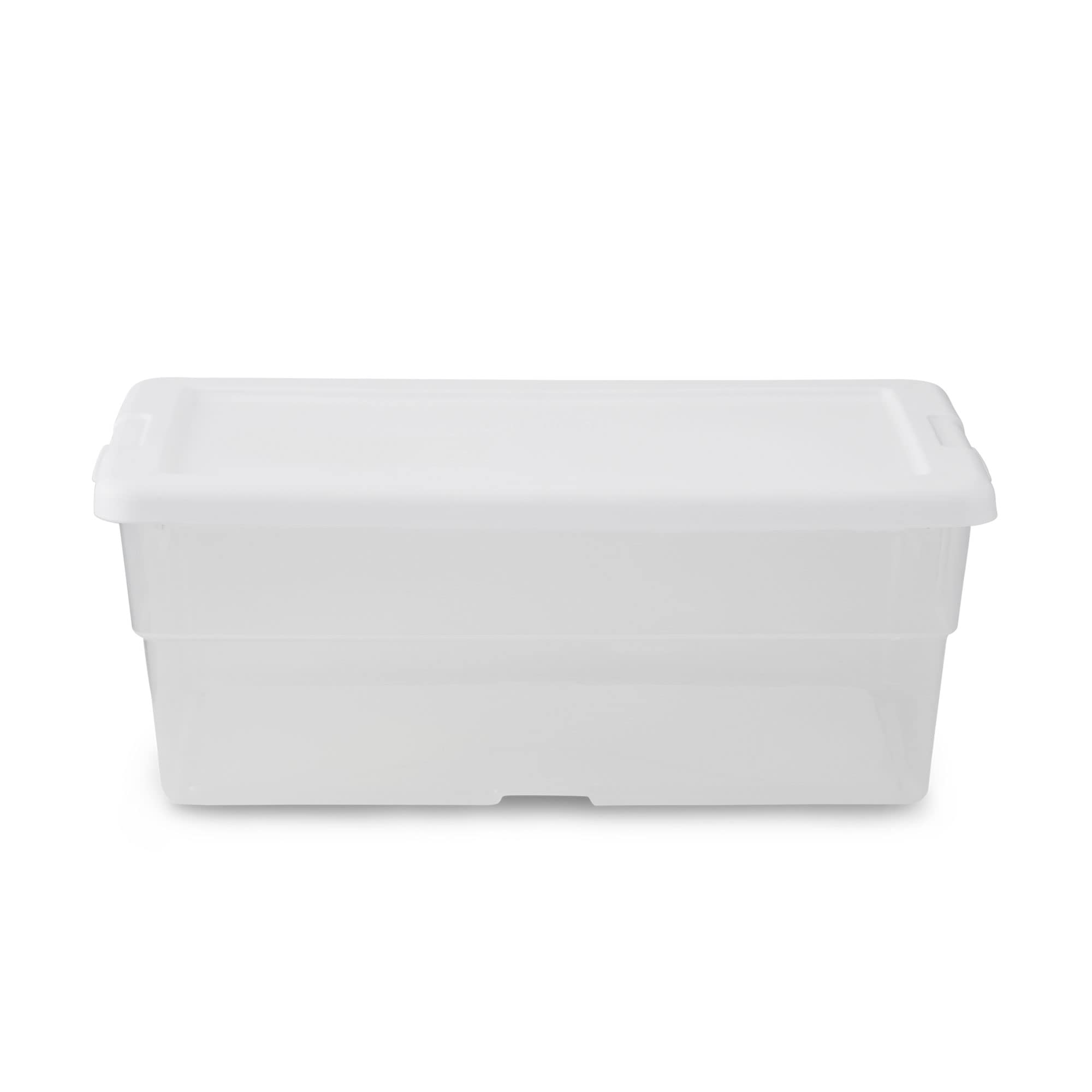 Sterilite 6 Quart Clear Stacking Closet Storage Tote Container with White Lid