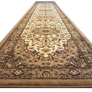 Bellagio Traditional Area Rug Runner 32 in. X 15 Ft. 10 in. Beige 401