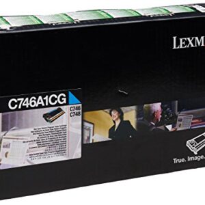 Lexmark C746A1CG C746 C748 Laser Toner Cartridge (Cyan) in Retail Packaging