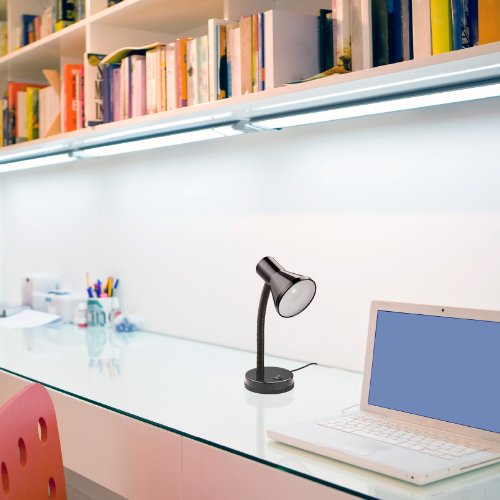 Globe Electric 14" Gooseneck Desk Lamp, Black Finish, 1x 60W Bulb (Sold Separately), 52021