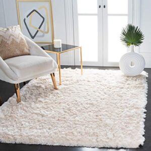 safavieh paris shag collection area rug - 8' x 10', ivory, handmade silken glam, 2.5-inch thick ideal for high traffic areas in living room, bedroom (sg511-1212)