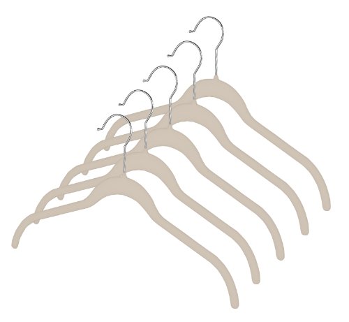 Whitmor Flocked Dress/Shirt Hangers Set of 5 Beige