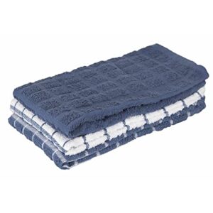 ritz premium kitchen towel highly absorbent, super soft, long-lasting, 100% cotton terry dish towels, hand towels, tea towels, bar towels, 3-pack, 25"x15", blue