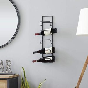 deco 79 metal 5 bottle wall wine rack, 6" x 5" x 25", black