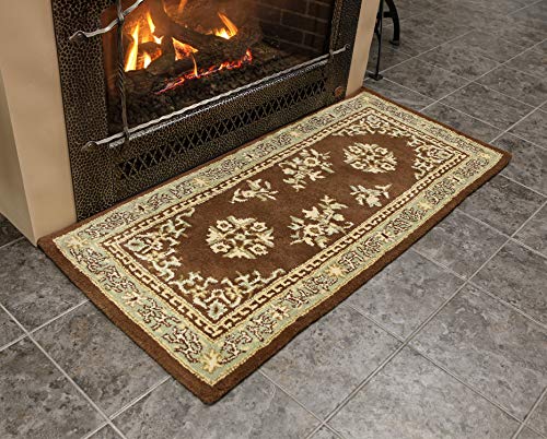 Minuteman International Coffee Oriental Wool Hearth Rug, Rectangular 56 in x 26 in