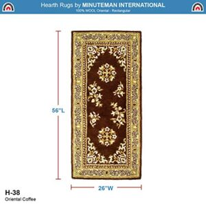 Minuteman International Coffee Oriental Wool Hearth Rug, Rectangular 56 in x 26 in