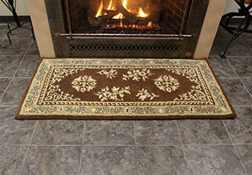 Minuteman International Coffee Oriental Wool Hearth Rug, Rectangular 56 in x 26 in