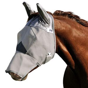 cashel crusader mule fly mask with long nose and ears, grey, mule arabian