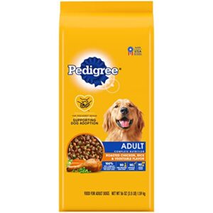 pedigree complete nutrition adult dry dog food roasted chicken, rice & vegetable flavor dog kibble, 3.5 lb. bag