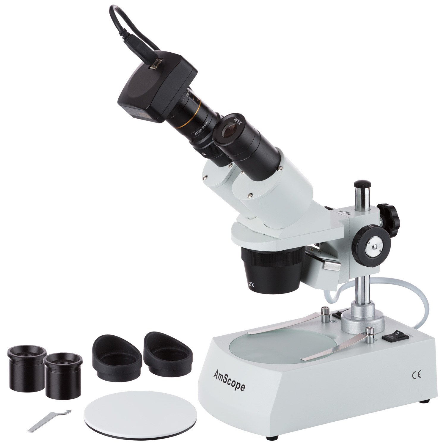 AmScope SE306R-PZ-3M 20X-40X-80X Forward Stereo Microscope + 3MP Digital Camera