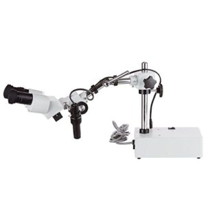 AmScope SE410 Professional Binocular Stereo Microscope, WF10x Eyepieces, 10X Magnification, 1X Objective, Tungsten Lighting, Boom-Arm Stand, 110V-120V