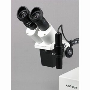 AmScope SE402Y Professional Binocular Stereo Microscope, WF10x and WF15x Eyepieces, 10X/15X/20X/30X Magnification, 1X and 2X Objectives, Tungsten Lighting, Boom-Arm Stand, 110V-120V