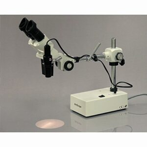 AmScope SE402Y Professional Binocular Stereo Microscope, WF10x and WF15x Eyepieces, 10X/15X/20X/30X Magnification, 1X and 2X Objectives, Tungsten Lighting, Boom-Arm Stand, 110V-120V