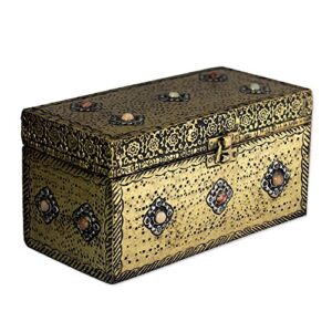 novica repousse brass jewelry box, metallic 'mughal treasure chest'