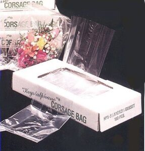 krystal phane corsage bag. 5.5'' x 3.25'' x 12'' - gusset sides - clear - 100 pk. food safe