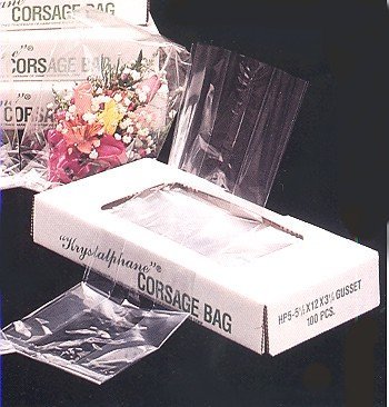 krystal phane Corsage Bag. 5.5'' X 3.25'' X 12'' - Gusset Sides - Clear - 100 Pk. Food Safe