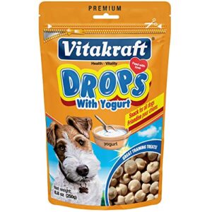 vitakraft drops with yogurt treats for dogs, bite-sized training snacks, 8.8 ounce (pack of 1)