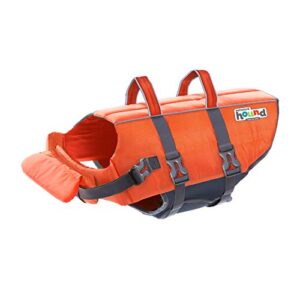 outward hound granby splash orange dog life jacket, medium