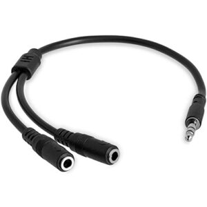 startech.com 3.5mm audio extension cable - slim audio splitter y cable and headphone extender - male to 2x female aux cable (muy1mffs)