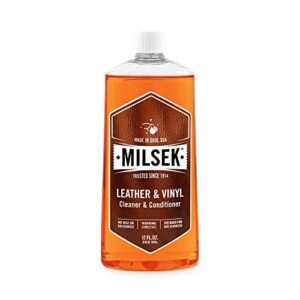 milsek lc-12 leather and vinyl cleaner & conditioner, 12 ounce, mandarine, 12 fl oz