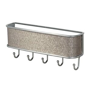 idesign twillo metal wall mount key and mail rack, 5-hook organizer for kitchen, mudroom, hallway, entryway, 10.5" x 2.5" x 4.5" - metallico