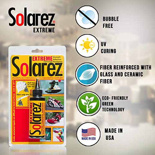 SOLAREZ UV Cure Extreme Resin (3.5 Oz) Heavy Duty Ceramic Fiberglass Filler Sealant Resin ~ DIY, Marine, Sporting Goods, Equipment Maintenance, Housewares, Appliances, Hobbies, Crafts, Camping, Garden