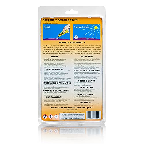 SOLAREZ UV Cure Extreme Resin (3.5 Oz) Heavy Duty Ceramic Fiberglass Filler Sealant Resin ~ DIY, Marine, Sporting Goods, Equipment Maintenance, Housewares, Appliances, Hobbies, Crafts, Camping, Garden