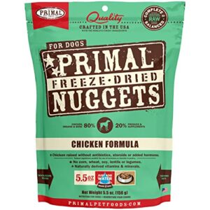 primal freeze dried nuggets for dogs chicken, complete meal freeze dried dog food healthy grain free raw dog food, crafted in the usa (14 oz)