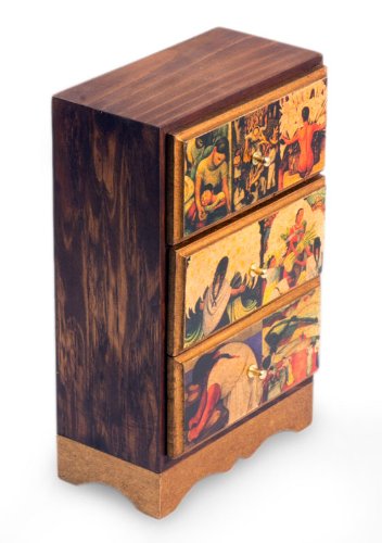 NOVICA Frida Decoupage Wood Jewelry Box with Drawers, Diego Rivera'S Mexico'