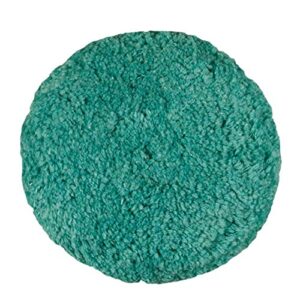 presta green blended wool light cutting and heavy polishing pad - 9” single-sided hook & loop / 1.5” thick wool pile / removes oxidation and light sanding scratches (890143)